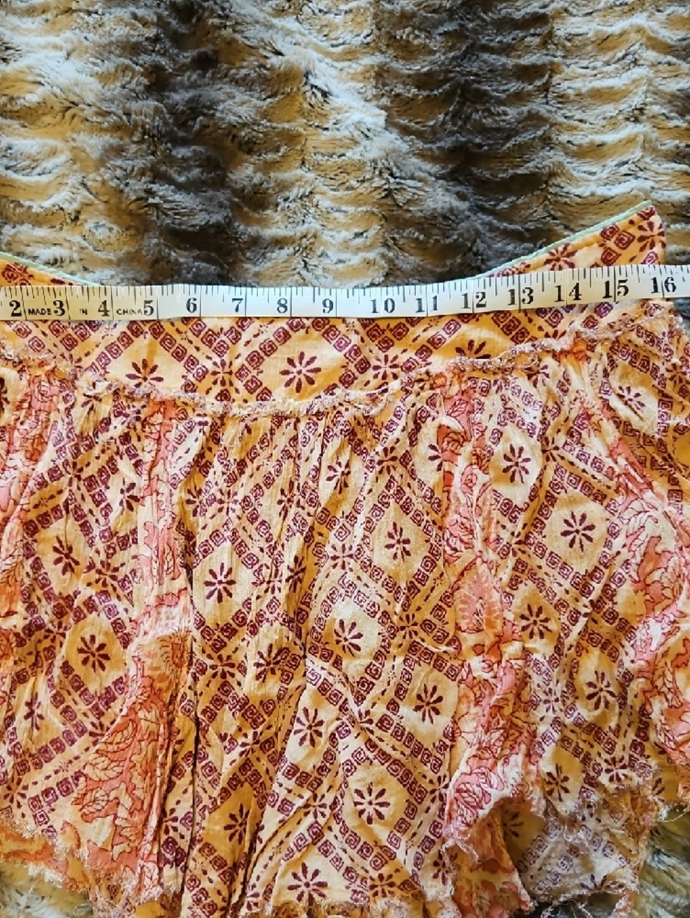 Free People Peach and Mauve Printed Ruffled Shorts - Picture 3 of 6